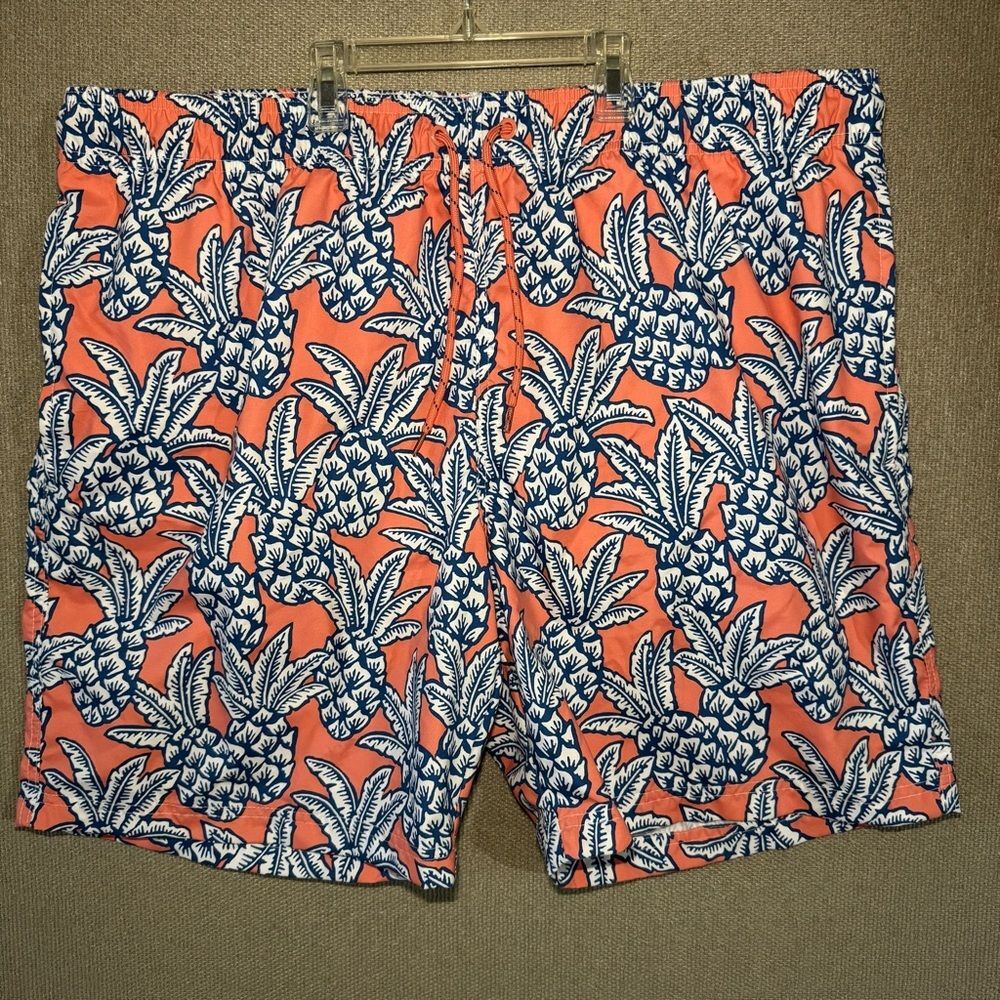 George size XL 40-42 Orange and Blue Pineapple Swim Trunks